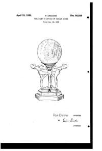 Wrought Iron & Art Glass Fixture Lamp Design Patent D 80936-1