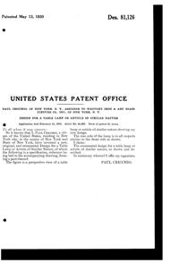 Wrought Iron & Art Glass Fixture Lamp Design Patent D 81126-2