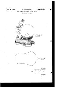 Wrought Iron & Art Glass Fixture Lamp Design Patent D 82284-1