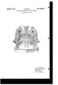 La Belle Specialty Lamp Base Design Patent D 83976-1