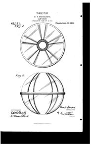 Jefferson Light Fixture Shade Design Patent D 42111-1