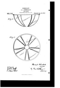 Jefferson Light Fixture Shade Design Patent D 42112-1